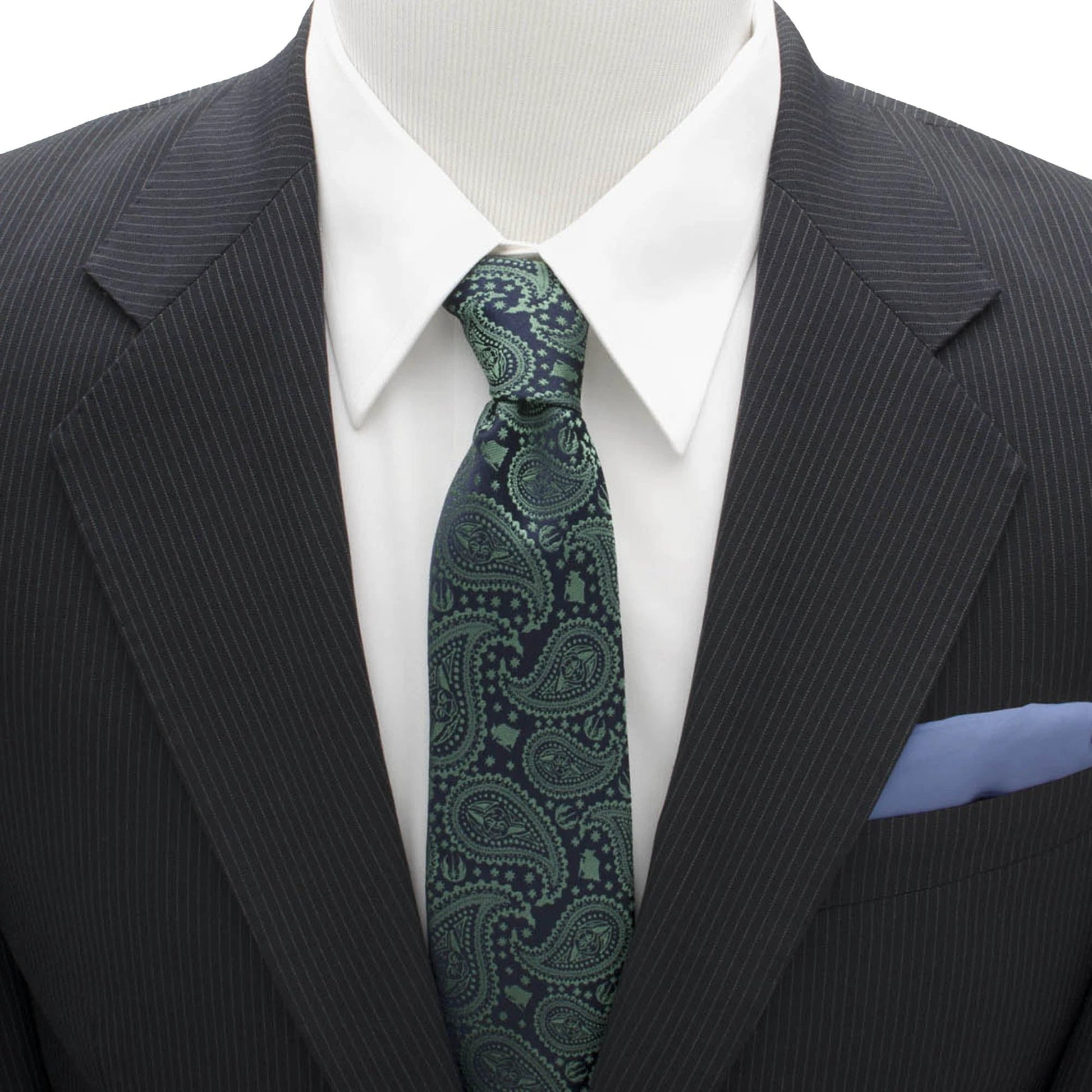 Star Wars Yoda Green and Blue Paisley Tie and LIGHTSABER Tie Clip Gift Set by Cufflinks.com