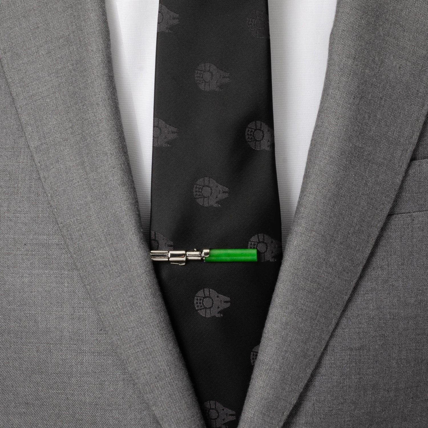 Star Wars Yoda Green and Blue Paisley Tie and LIGHTSABER Tie Clip Gift Set by Cufflinks.com
