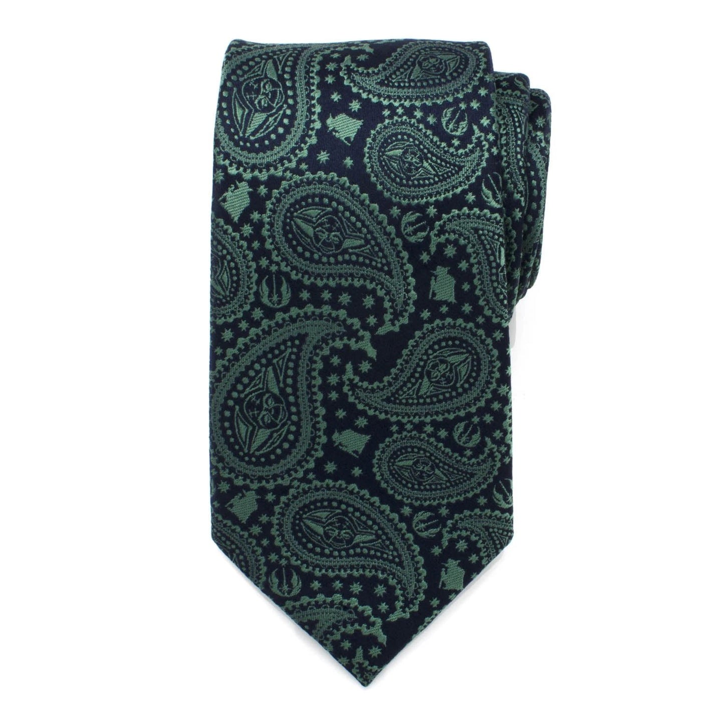Star Wars Yoda Green and Blue Paisley Tie and LIGHTSABER Tie Clip Gift Set by Cufflinks.com