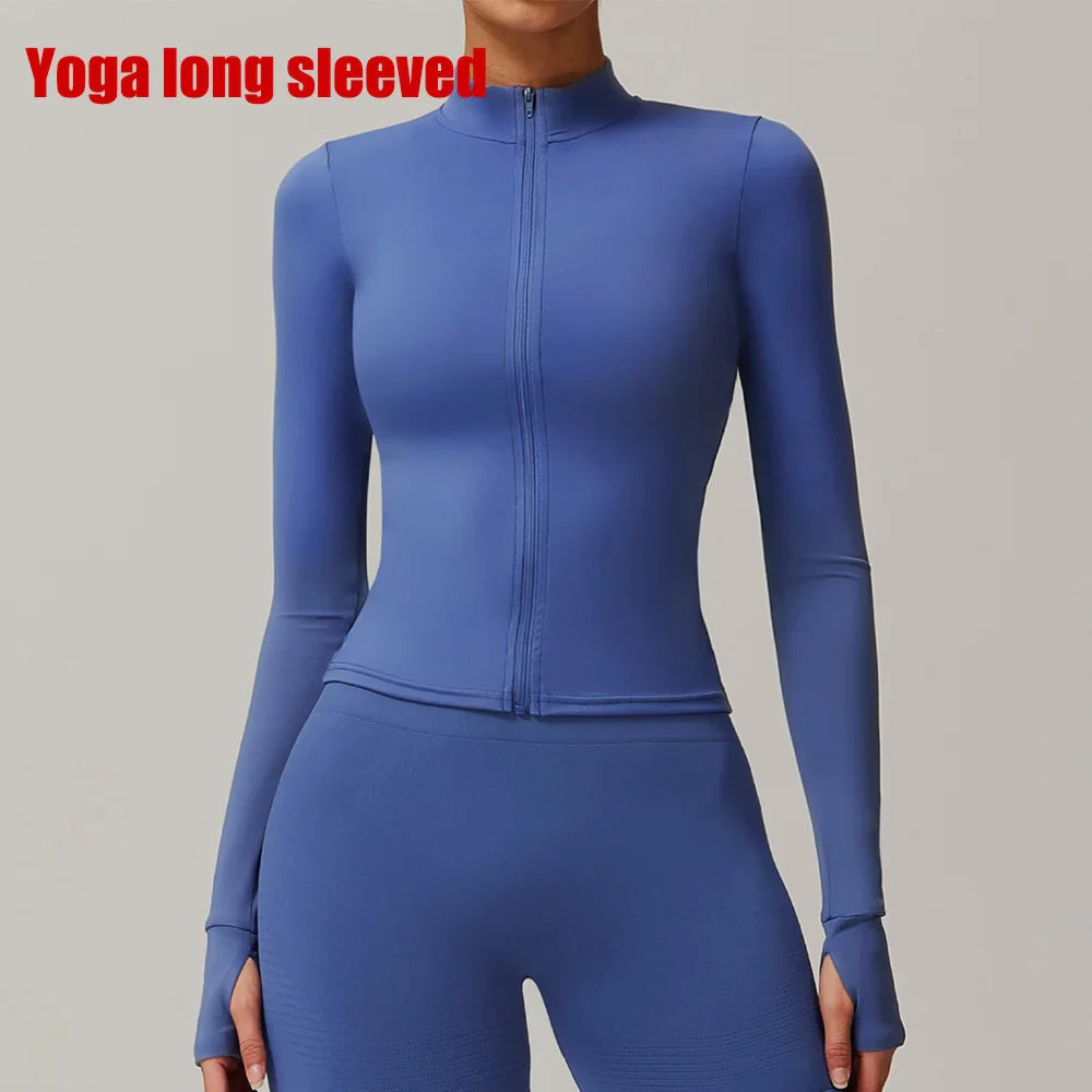 FitFlex Long Sleeve Zip Yoga Crop Top Jacket