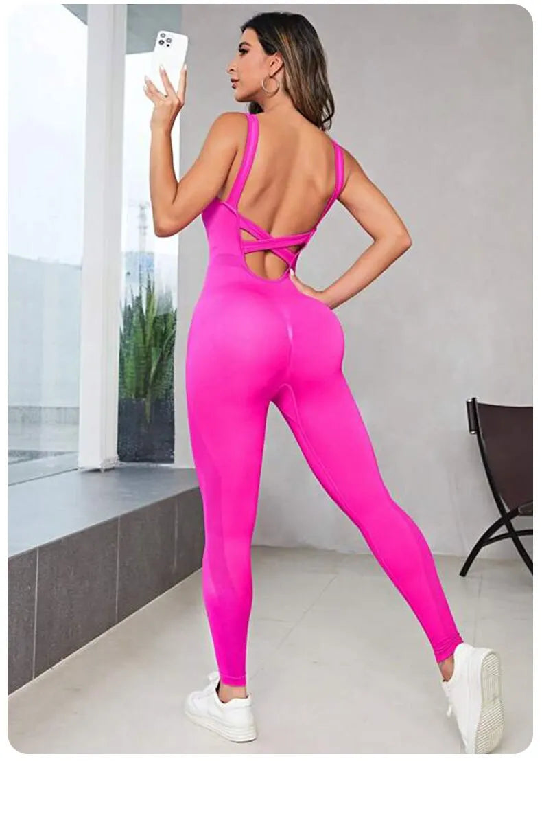 FlexiFit Backless Bodycon Yoga Jumpsuit