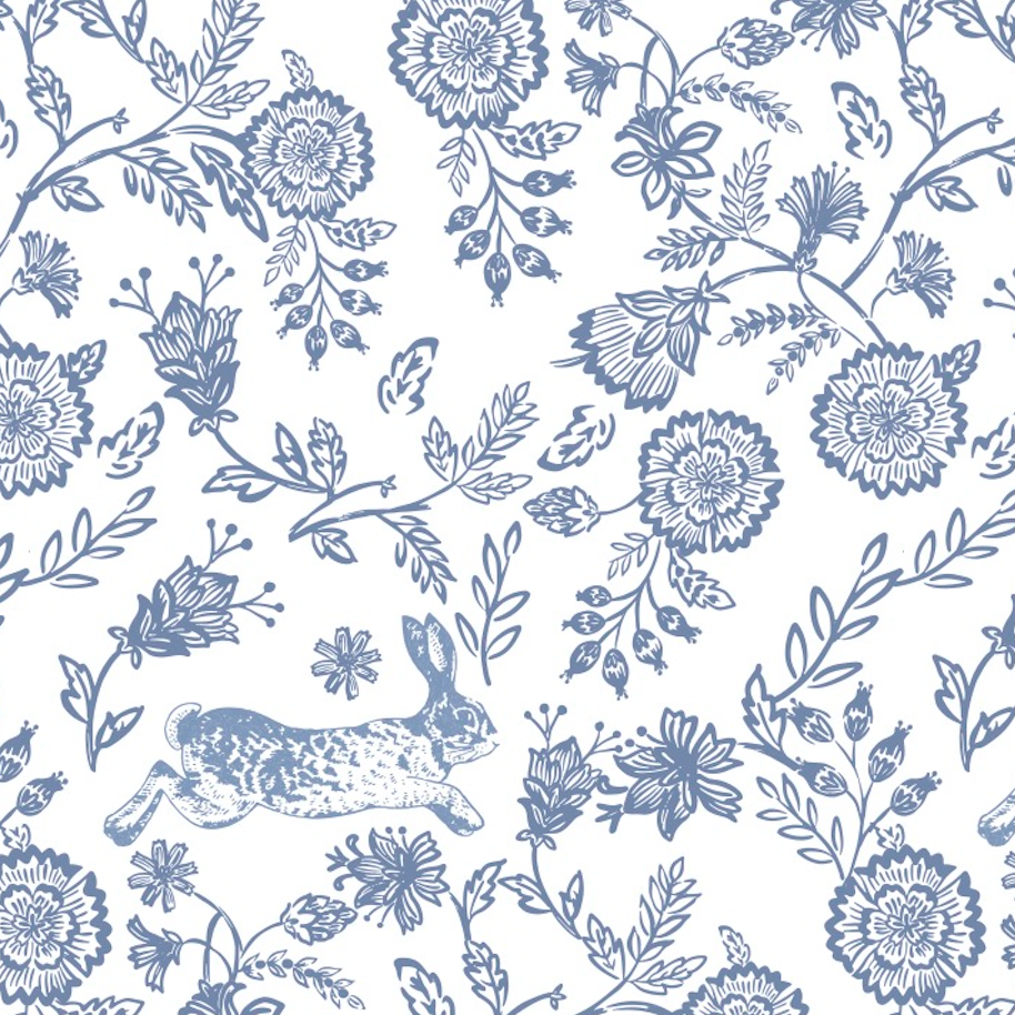 Floral Bunnies Pima Long Pajama Set