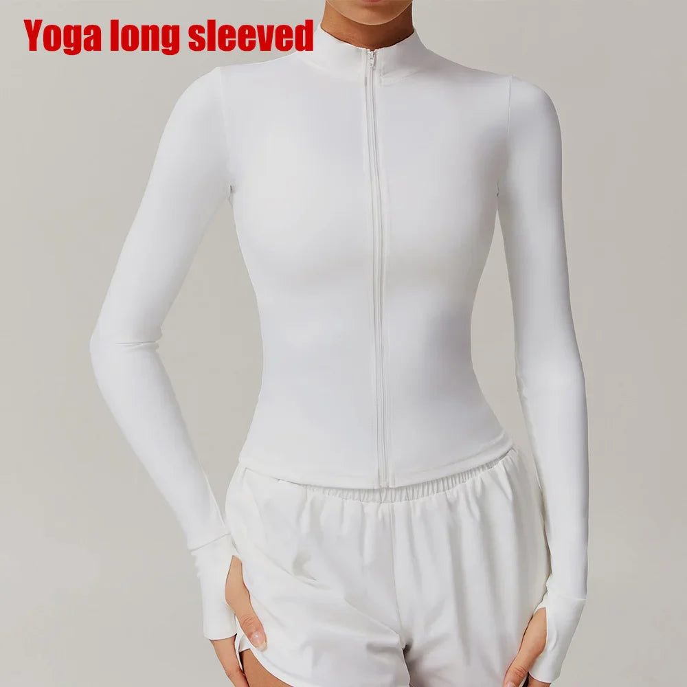 FitFlex Long Sleeve Zip Yoga Crop Top Jacket