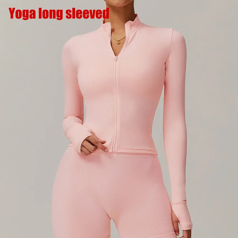 FitFlex Long Sleeve Zip Yoga Crop Top Jacket