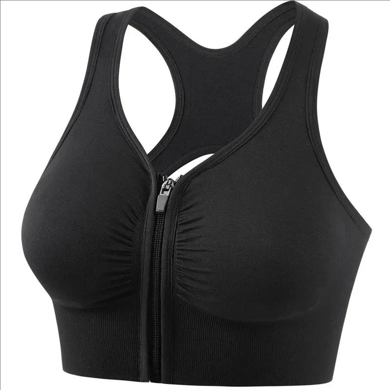 Women's sports bra front zipper design