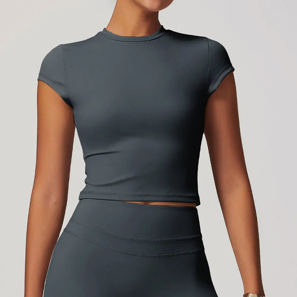 JUREN FlexFit Short Sleeve Yoga Top for Women