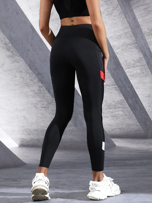 Colorblocked Mesh High Waist Leggings