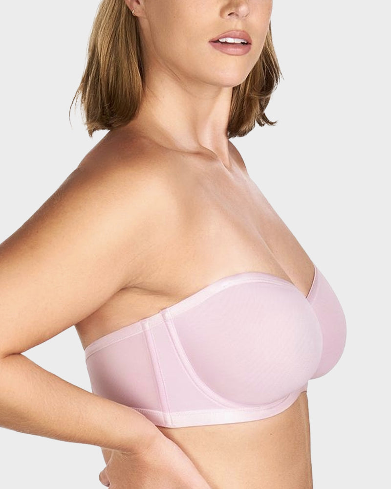Strapless Mesh Underwire Balconette Bra
