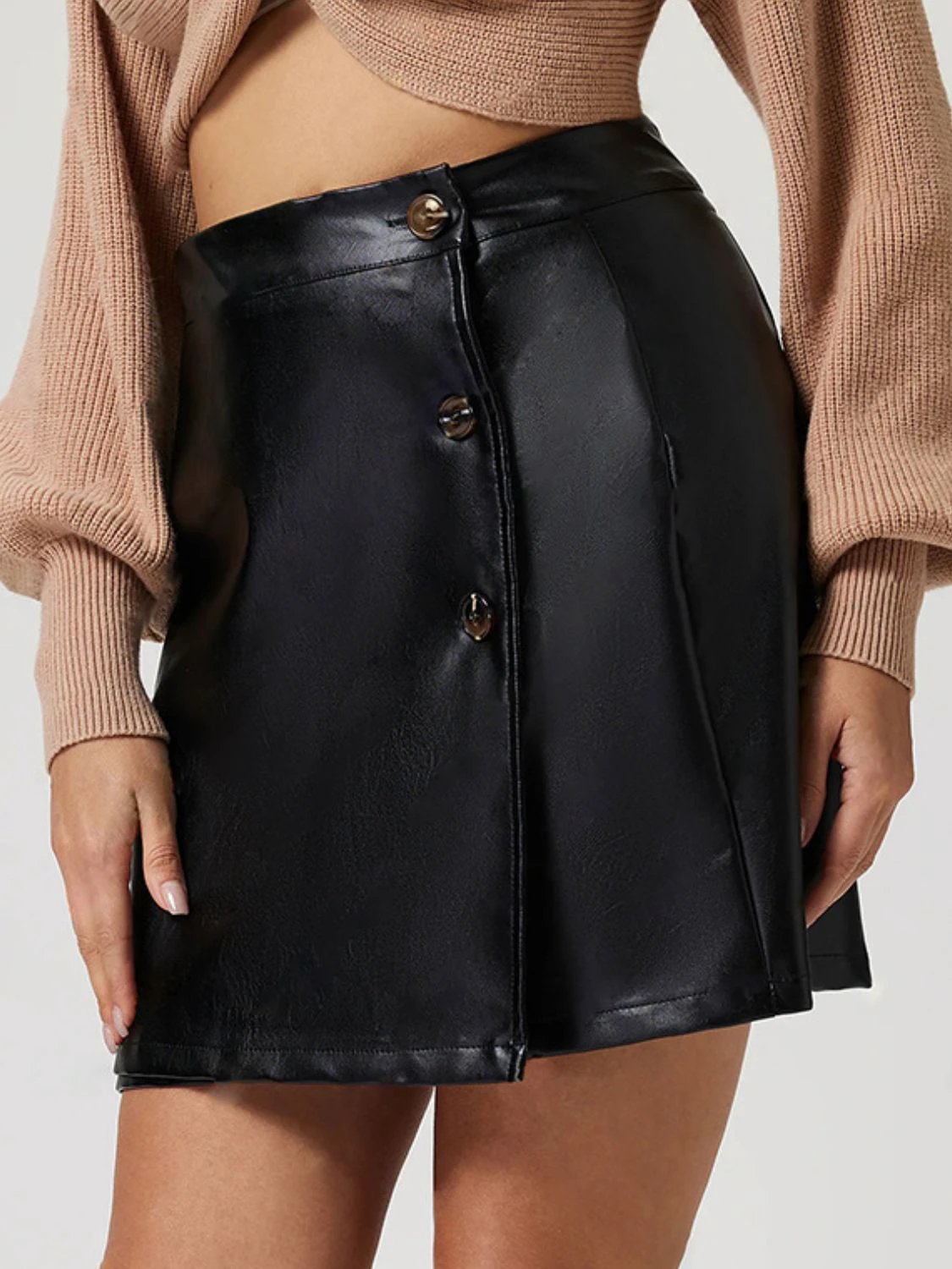 Buttoned High Rise Mini Skirt by Lady Ros