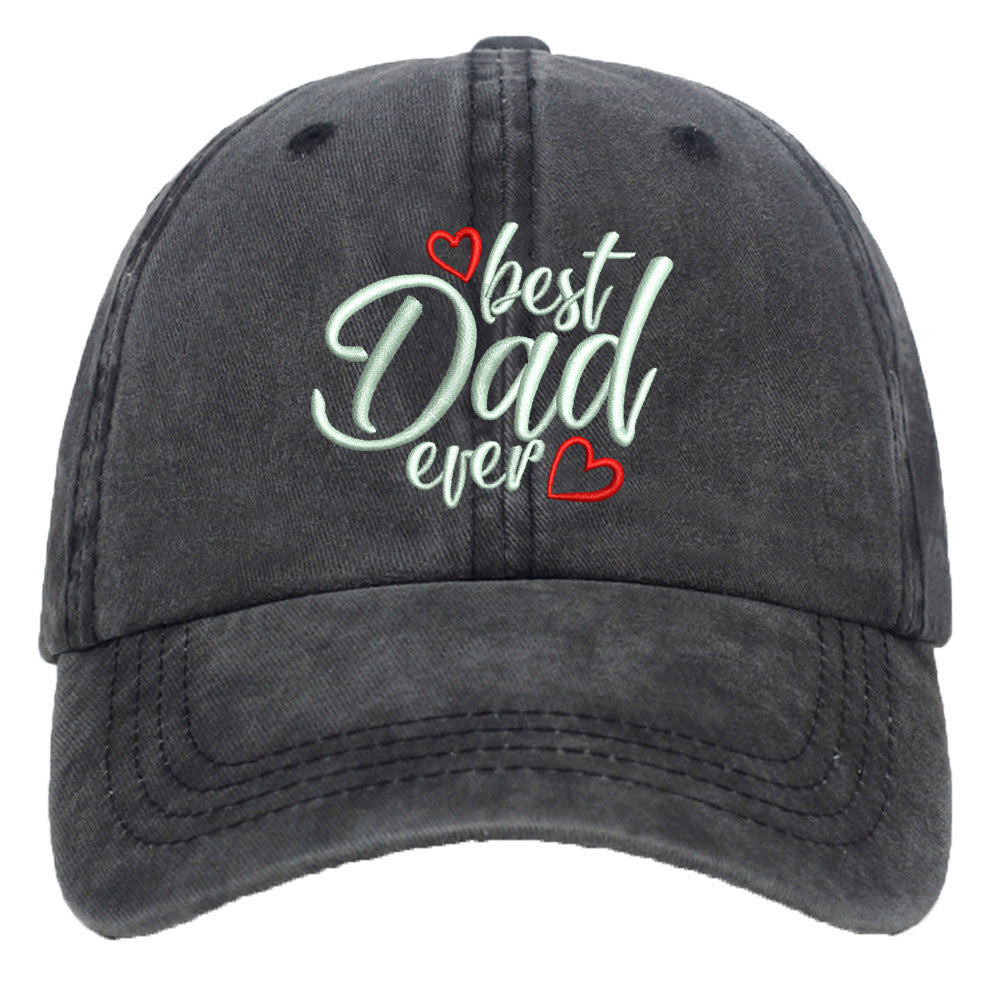 Washed Cotton Embroidered Letter Baseball Cap For Men
