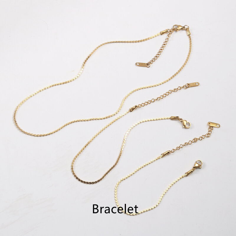 Titanium Steel Gold Plated Necklace Anklet Bracelets set