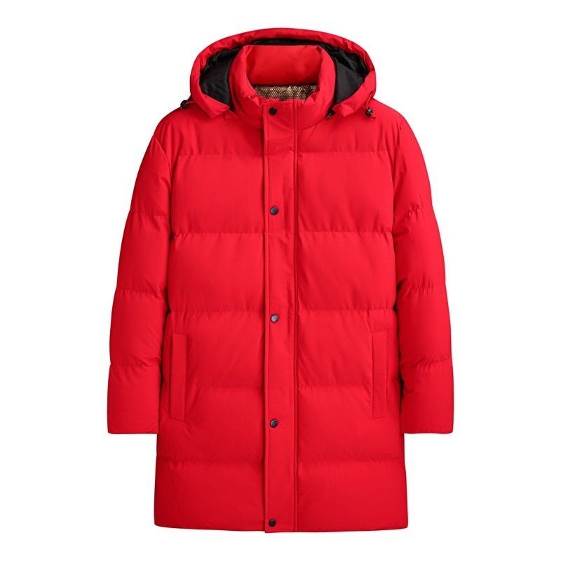Men's Thickened Thermal Long Color Cotton Coat