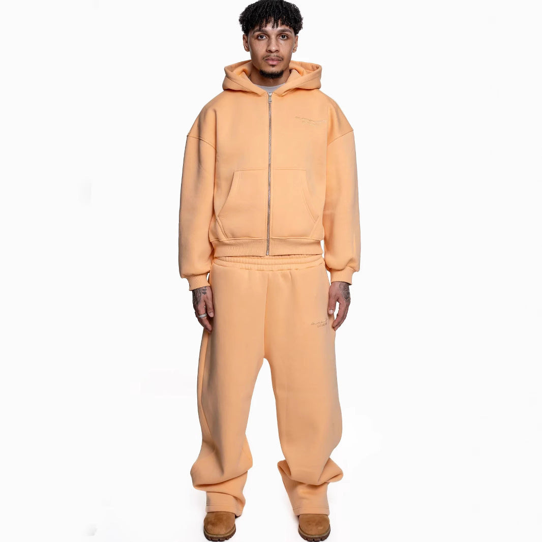 Street Fashion All-match Sweater Loose Straight Pants Set