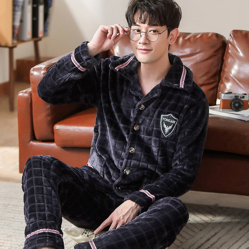 Men's Long Sleeve Cardigan Pajamas