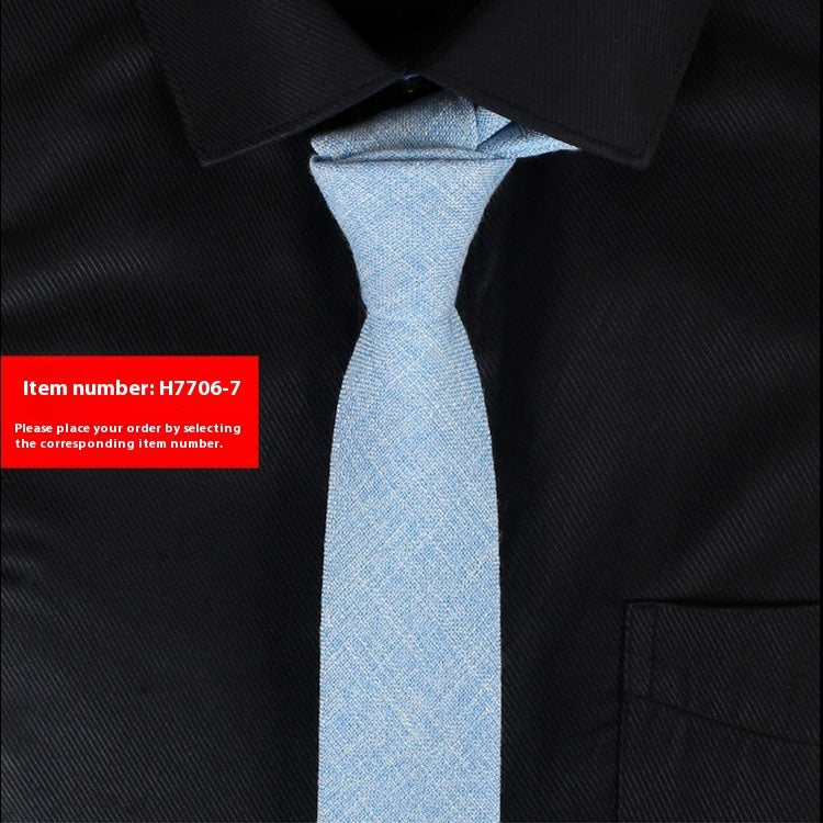 Solid Color Narrow Cotton Men's 6cm Tie