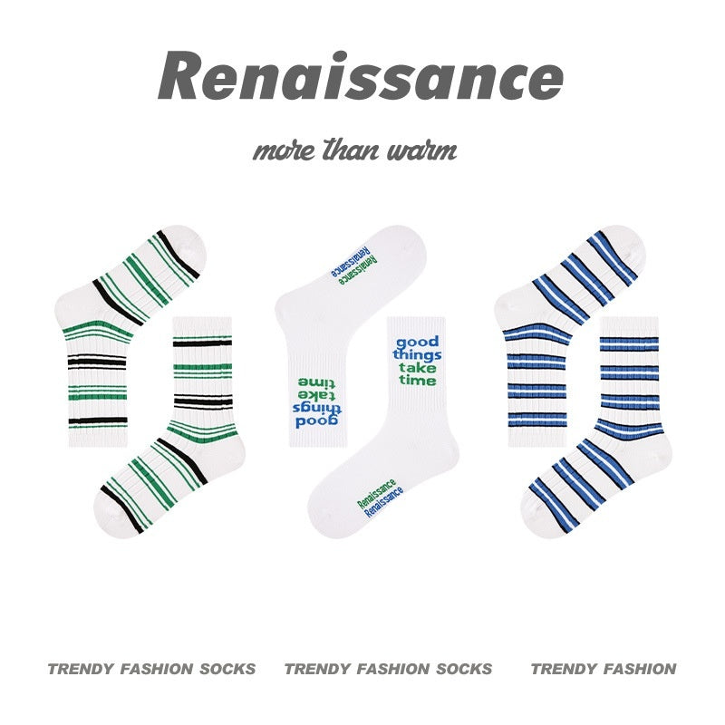 Men's Renaissance Original Tube Socks Simple Letters