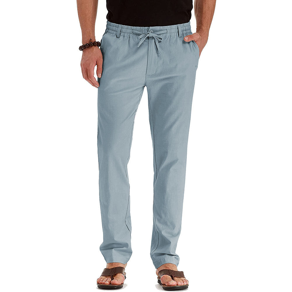 Me's Business Casual Loose Large Size Elastic Waist With Solid Color Pants