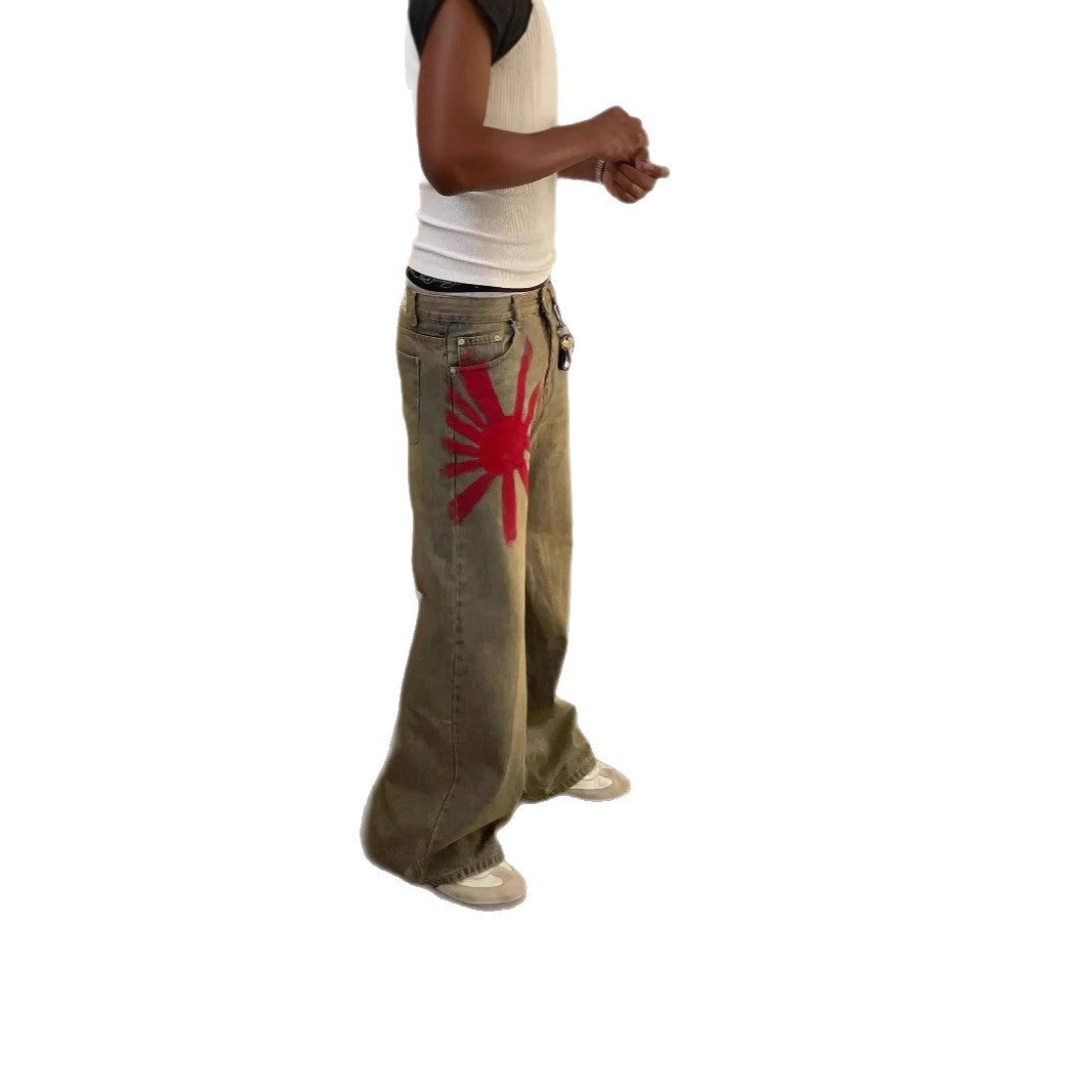 Men's Wide-leg Mopping Denim Jeans