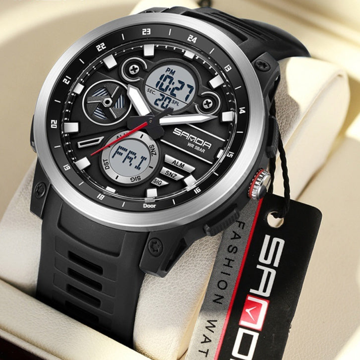 Sports Trend Multifunctional Waterproof Alarm Clock Reminder Electronic Watch For Men