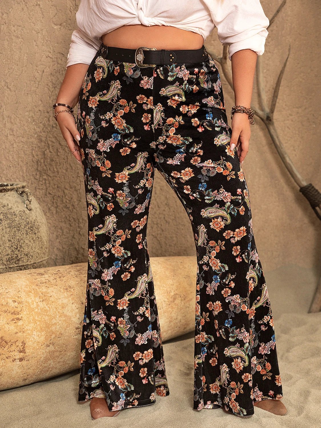Plus Size Wide Leg Printed Pants by Lady Ros