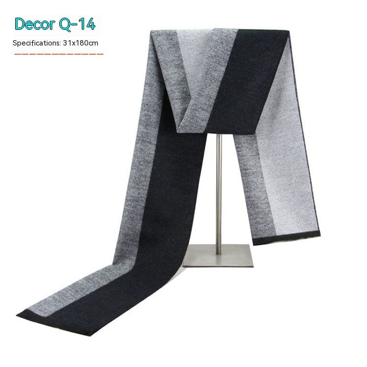 Men's Striped Winter Warm Artificial Cashmere Scarf For Men