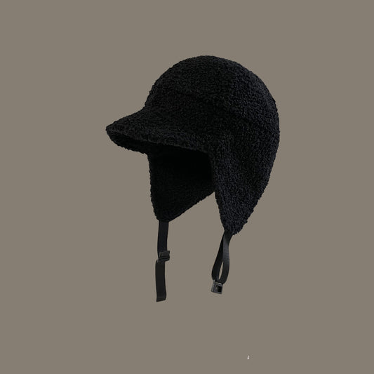 Men's Lamb Wool Ski Flying Ear Protection Baseball Style Hat