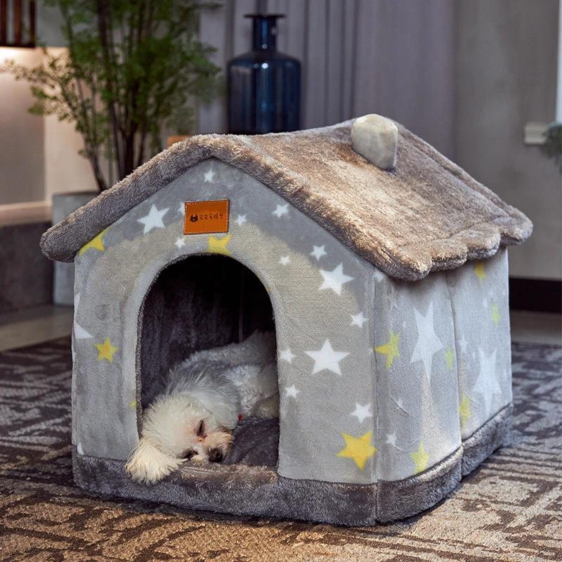 Foldable Dog House Pet Cat Bed Winter Dog Villa Sleep Kennel Removable Nest Warm Enclosed Cave Sofa Pets Supplies by GJG Denim