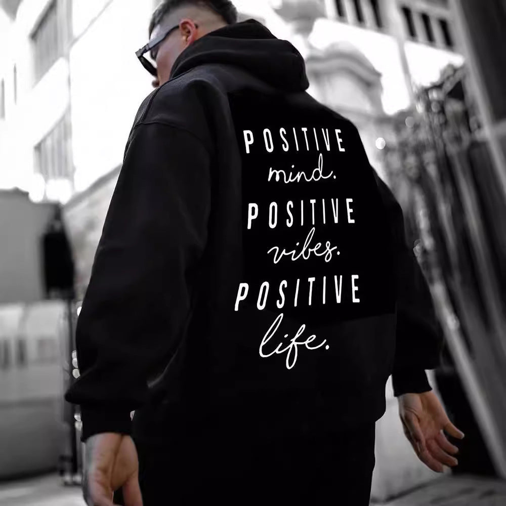 Men's Letter Print Hooded Sweater