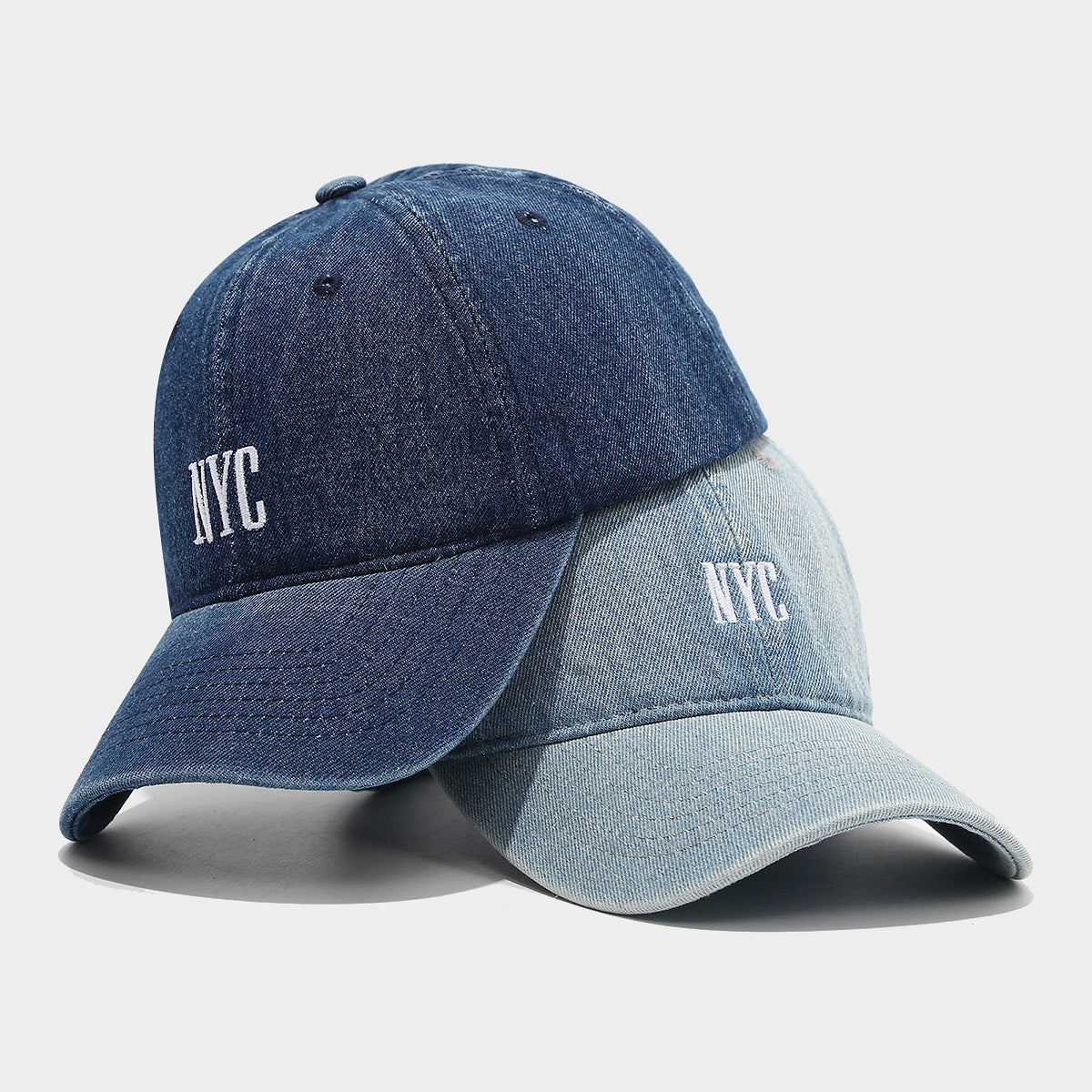 Men's Retro Denim "NYC" Peaked Cap