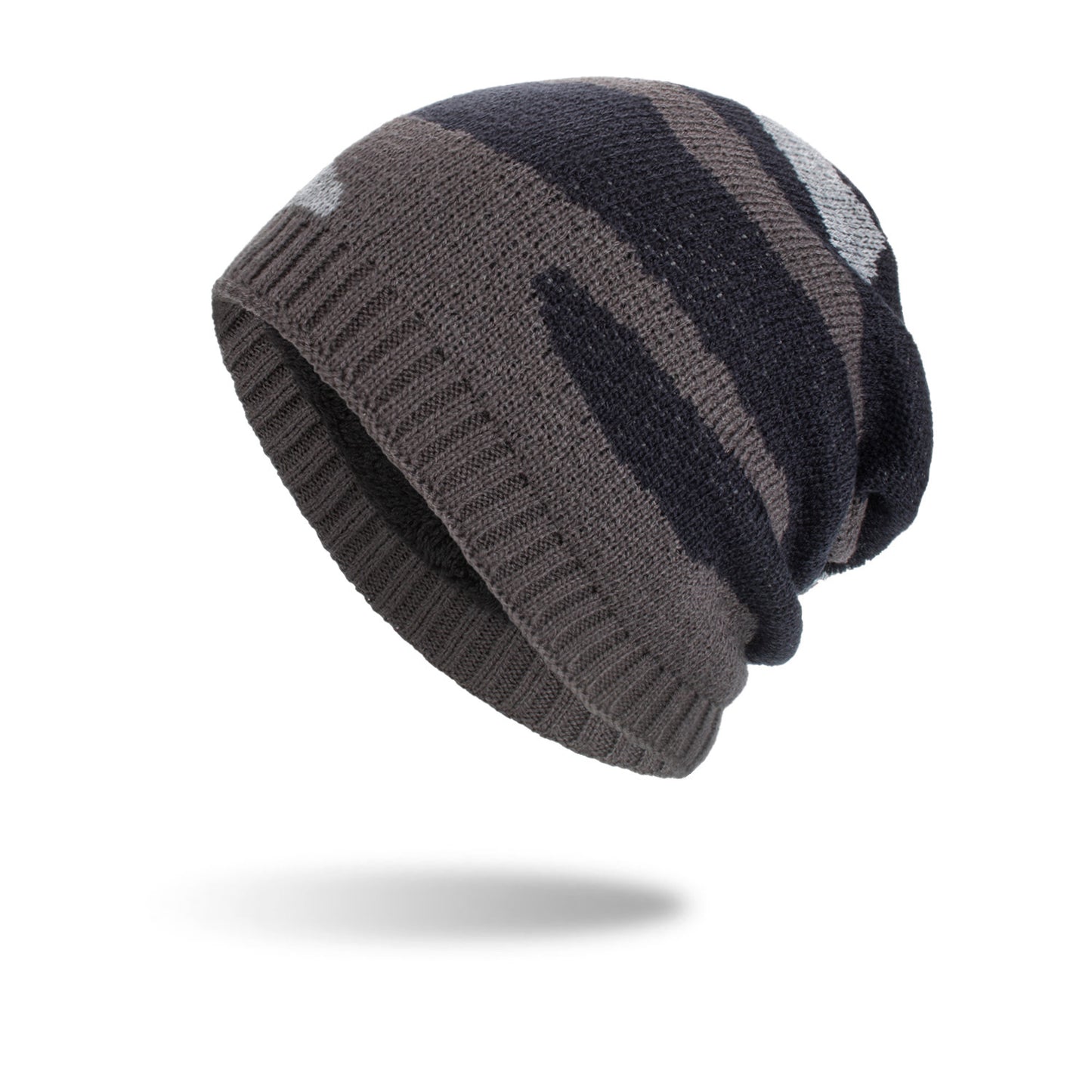 Men's Tricolor Striped Long Pullover Knit Beanie