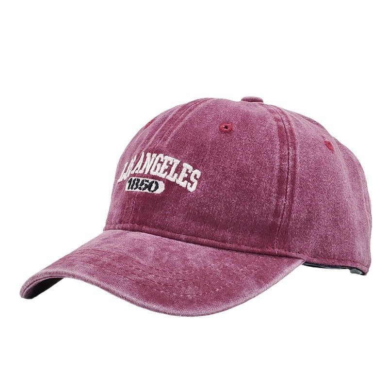 Men's Retro Washed Distressed "Los Angeles" Embroidered Peaked Cap