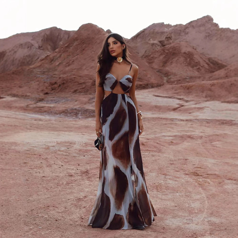 Tie-dye Spaghetti Straps Sleeveless Elegant Dress