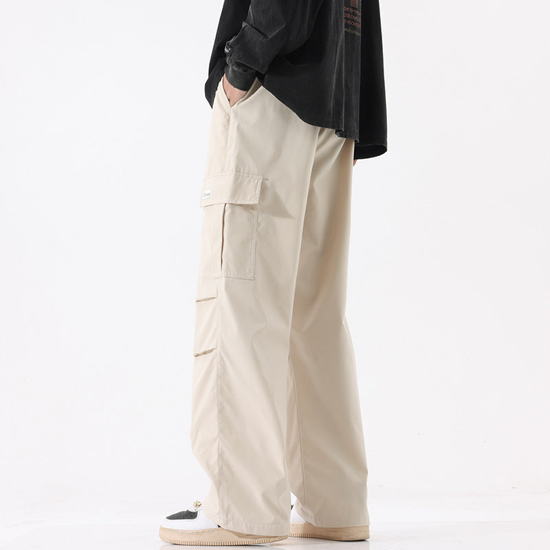 Retro High Street Fashionable Pleated Straight Cargo Pants