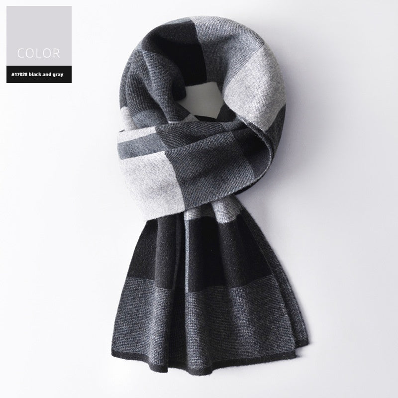 Men's Wool Winter Plaid Double-sided Scarf