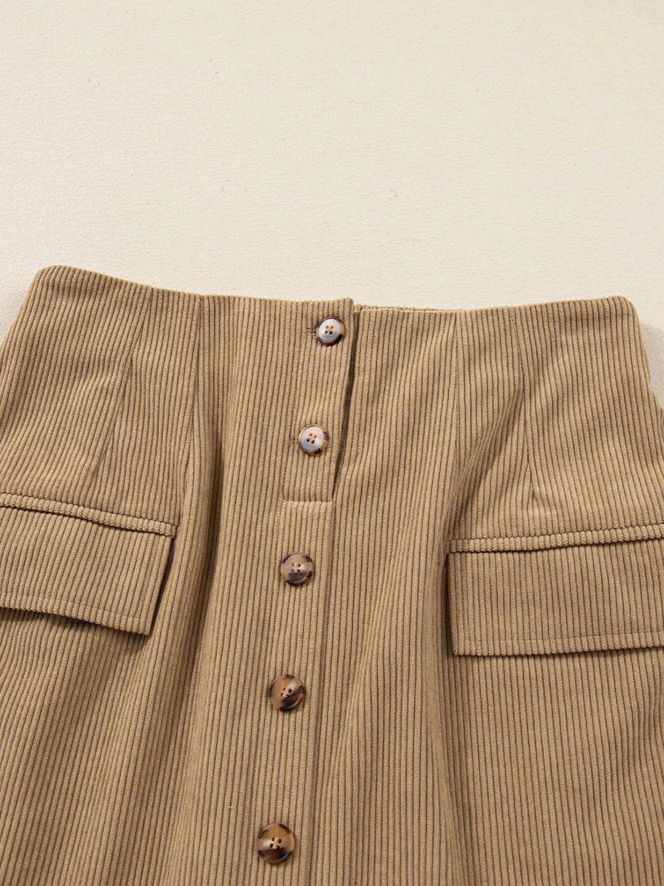 Corduroy Buttoned Front Mini Skirt by Lady Ros