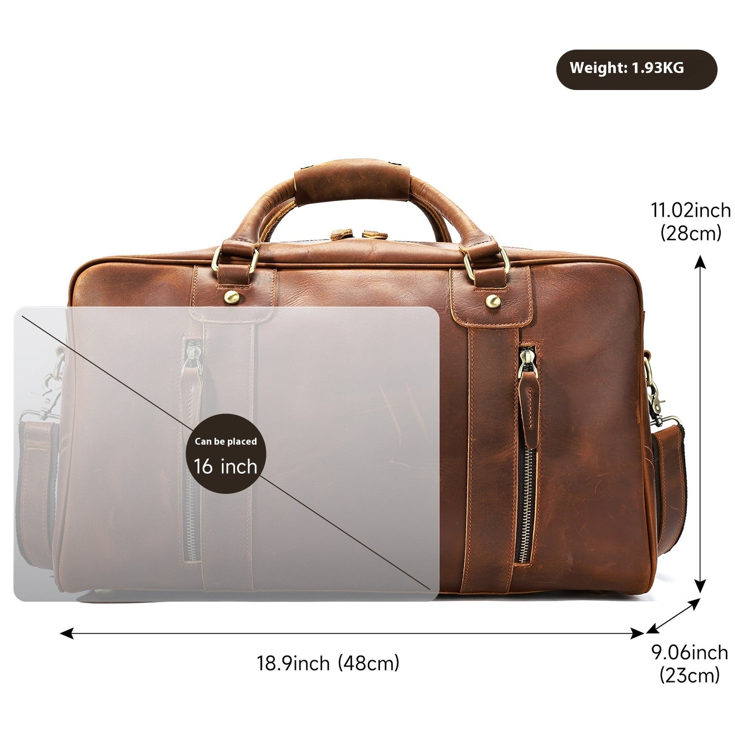 Men's Retro Short-distance Travel Bag Genuine Leather