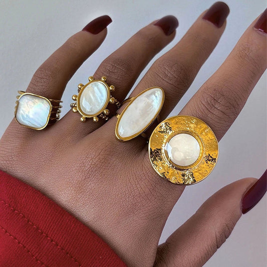 Summer Minimalist Stylish Stainless Steel Shell Ring by GJG Denim