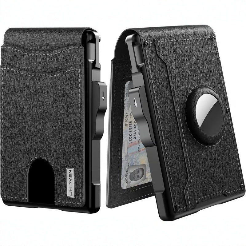 Men's Card Holder Large Capacity Flip Carbon Fiber Metal Cartridge