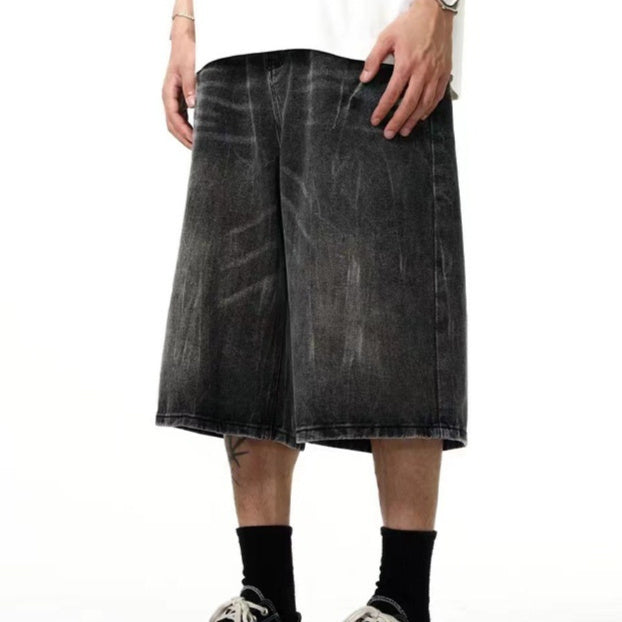 Summer New Denim Shorts Men's Casual Straight Loose