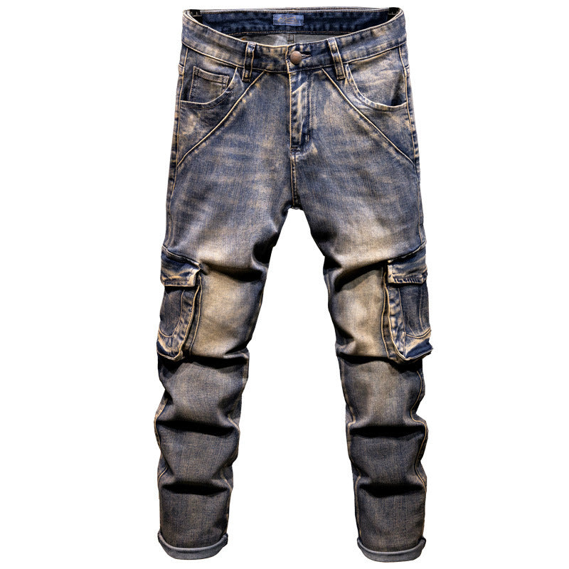 Men's Nostalgic Retro Multi-pocket Jeans