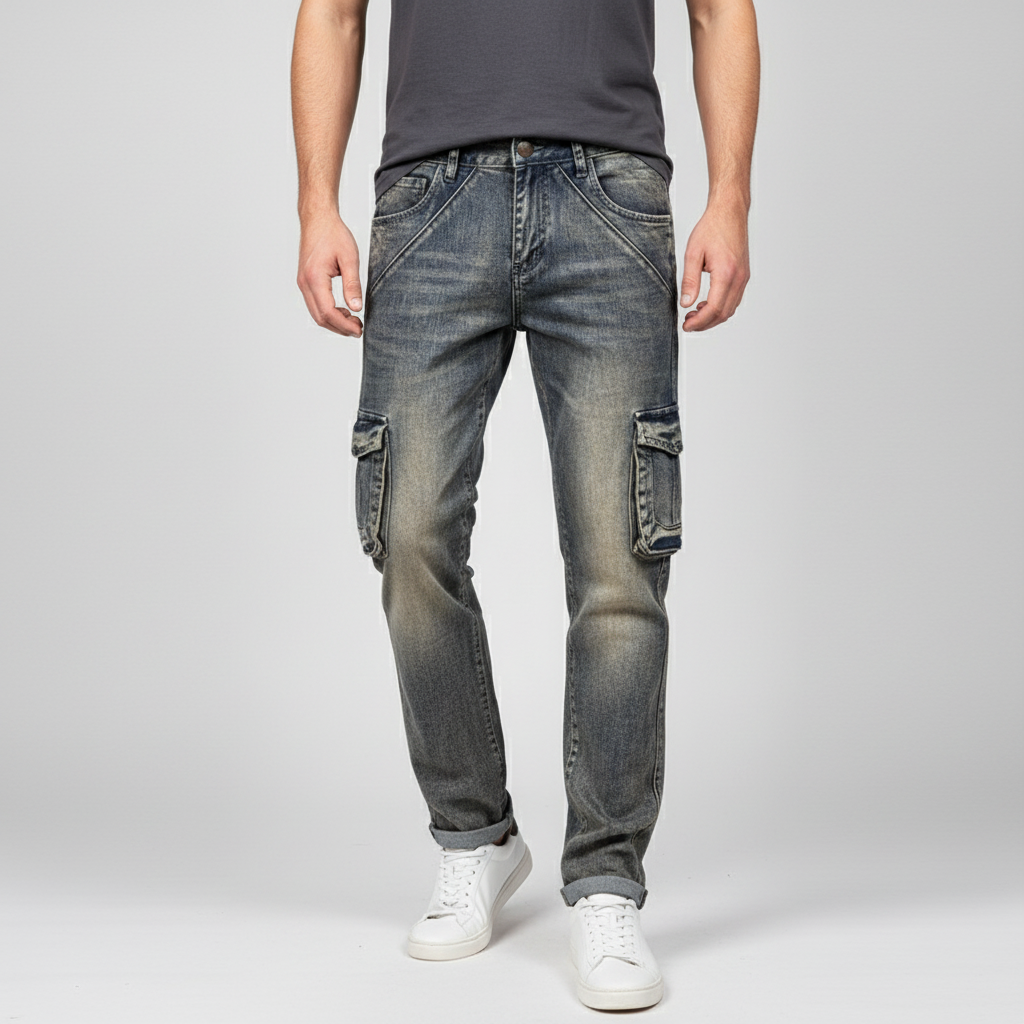 Men's Nostalgic Retro Multi-pocket Jeans