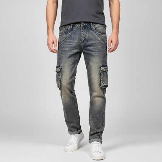 Men's Nostalgic Retro Multi-pocket Jeans