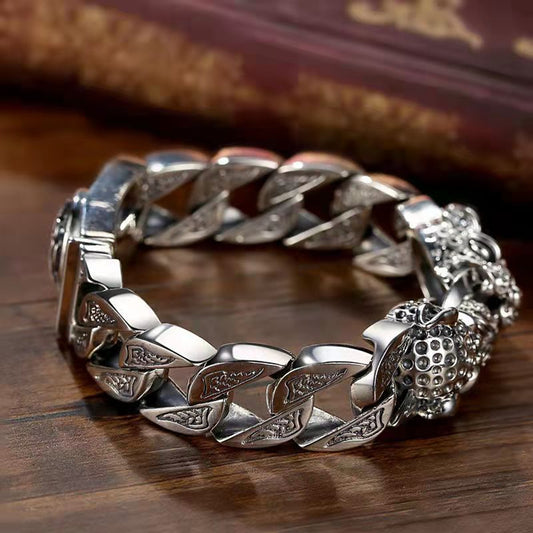 Double Leopard Head Bracelet For Men