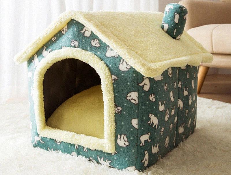 Foldable Dog House Pet Cat Bed Winter Dog Villa Sleep Kennel Removable Nest Warm Enclosed Cave Sofa Pets Supplies by GJG Denim