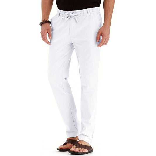 Me's Business Casual Loose Large Size Elastic Waist With Solid Color Pants