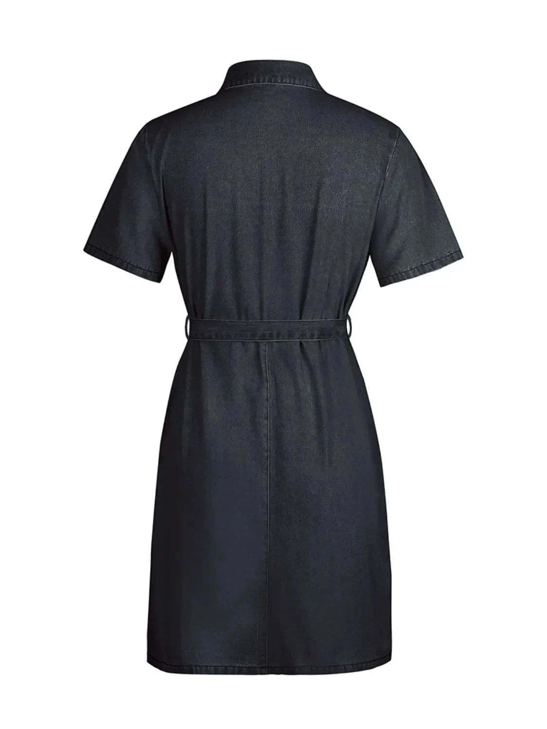 Full Size Zip Front Short Sleeve Denim Dress Plus Size by Lady Ros