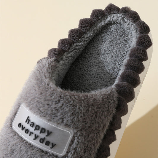 Men's Thick-soled Fleece Slip On Slippers