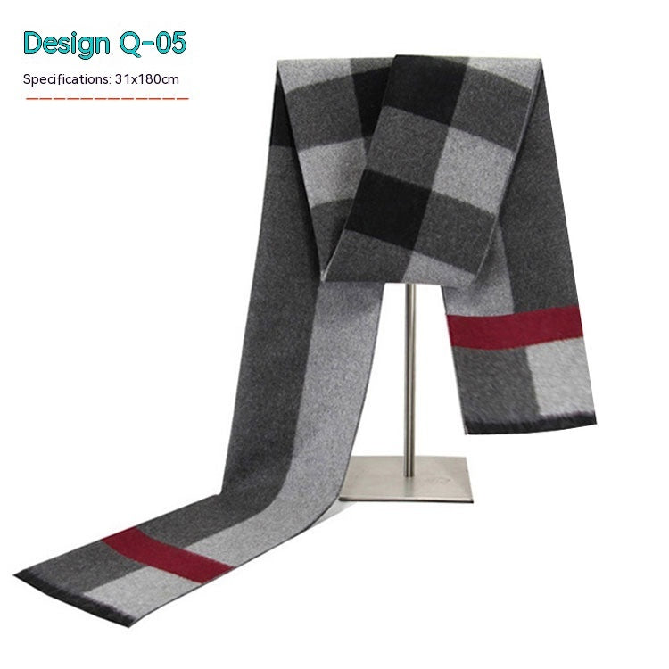 Men's Striped Winter Warm Artificial Cashmere Scarf For Men
