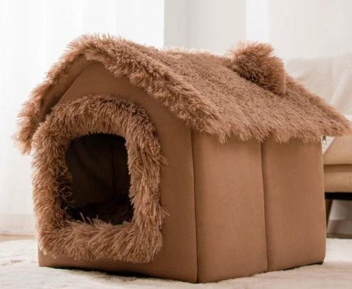Foldable Dog House Pet Cat Bed Winter Dog Villa Sleep Kennel Removable Nest Warm Enclosed Cave Sofa Pets Supplies by GJG Denim