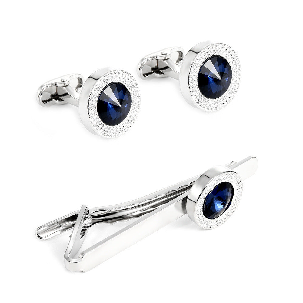 Men's Business Fashion Blue Crystal Zircon Cufflinks